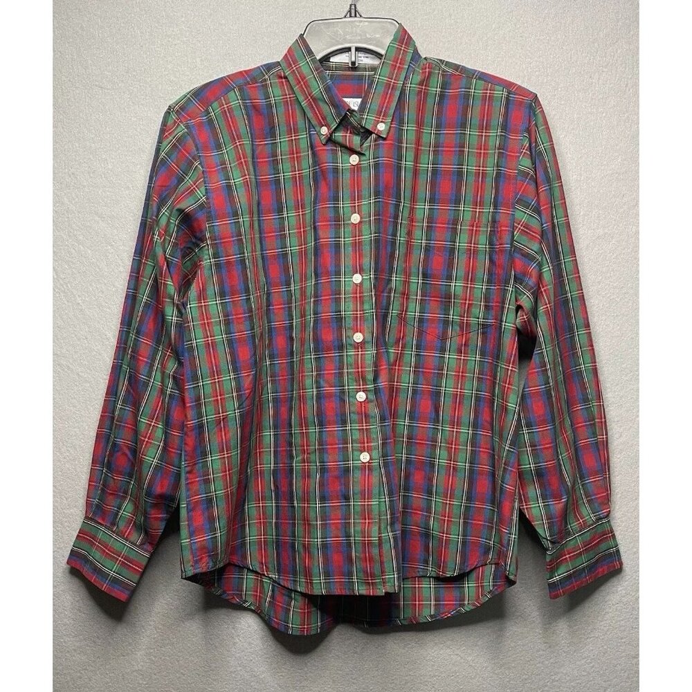 Northern Isles Vintage Checkered Plaid Button Down Shirt Multicolor Long Sleeve